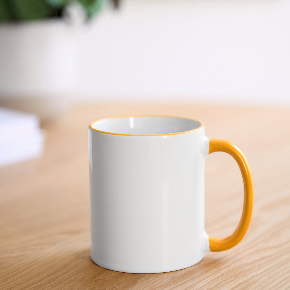 Mug panoramique contrasté et blanc - blanc/jaune