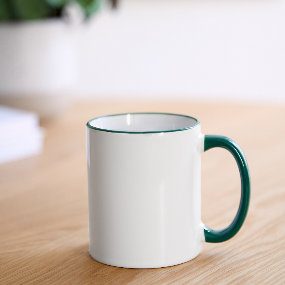 Mug panoramique contrasté et blanc - blanc/vert foncé