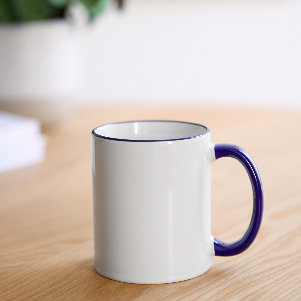 Mug panoramique contrasté et blanc - blanc/bleu cobalt